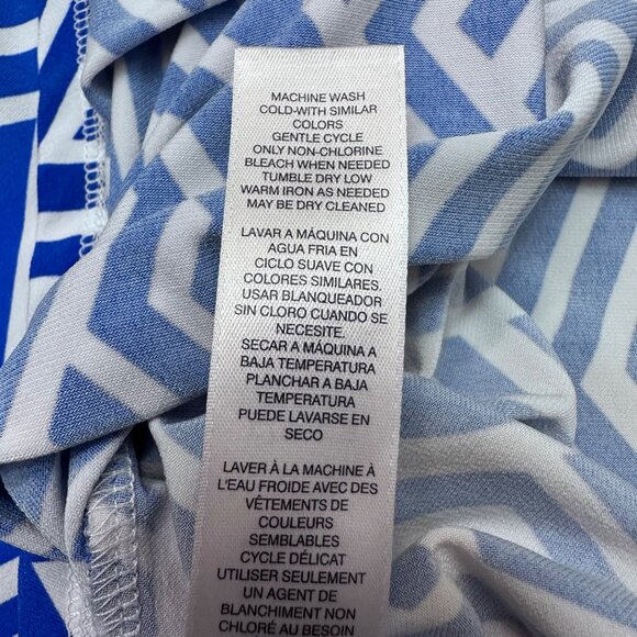 Chico's Skirt Size 0 Small Blue & White Midi Asymmetrical Hem Pull On Summer - Picture 10 of 15